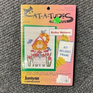 Janlynn Cat-a-Tudes Birdies Welcome Cross Stitch Kit NEW NOS